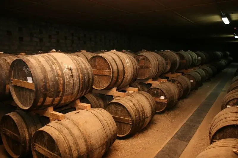Cognac brandy being stored
