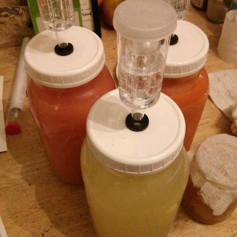 Fermenting fruit wines with an airlock to release CO2